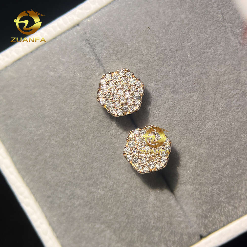 Best Selling Instock Hip Hop 925 Silver Iced Out Ear Studs Vvs Moissanite Diamond Men Stud