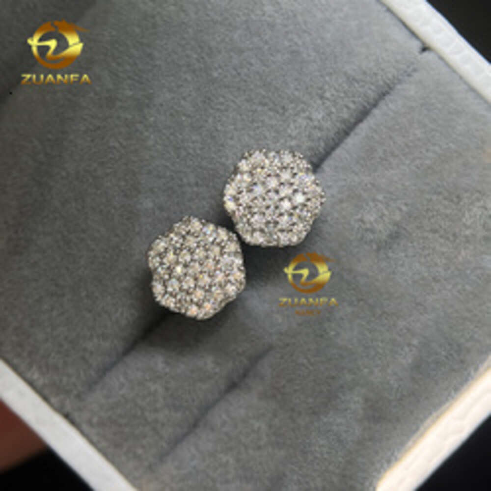 Best Selling Instock Hip Hop 925 Silver Iced Out Ear Studs Vvs Moissanite Diamond Men Stud