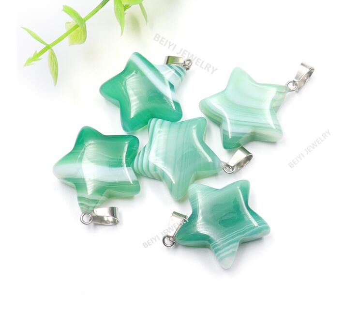 Star Heart Stripe Agate Charms Nacklace Pendants Crystal Reiki Healing Wholesale For jewelry Making