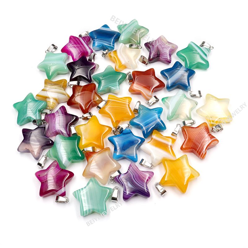 Star Heart Stripe Agate Charms Nacklace Pendants Crystal Reiki Healing Wholesale For jewelry Making