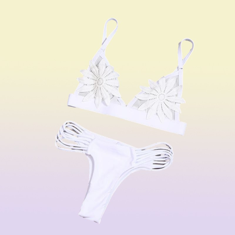 Sexy Women Summer Swimwear Bikini Set Bra Tie Side GString Thong Beach Triangle Hollow Out Suit Swimsuit Bathing Women039s6594923