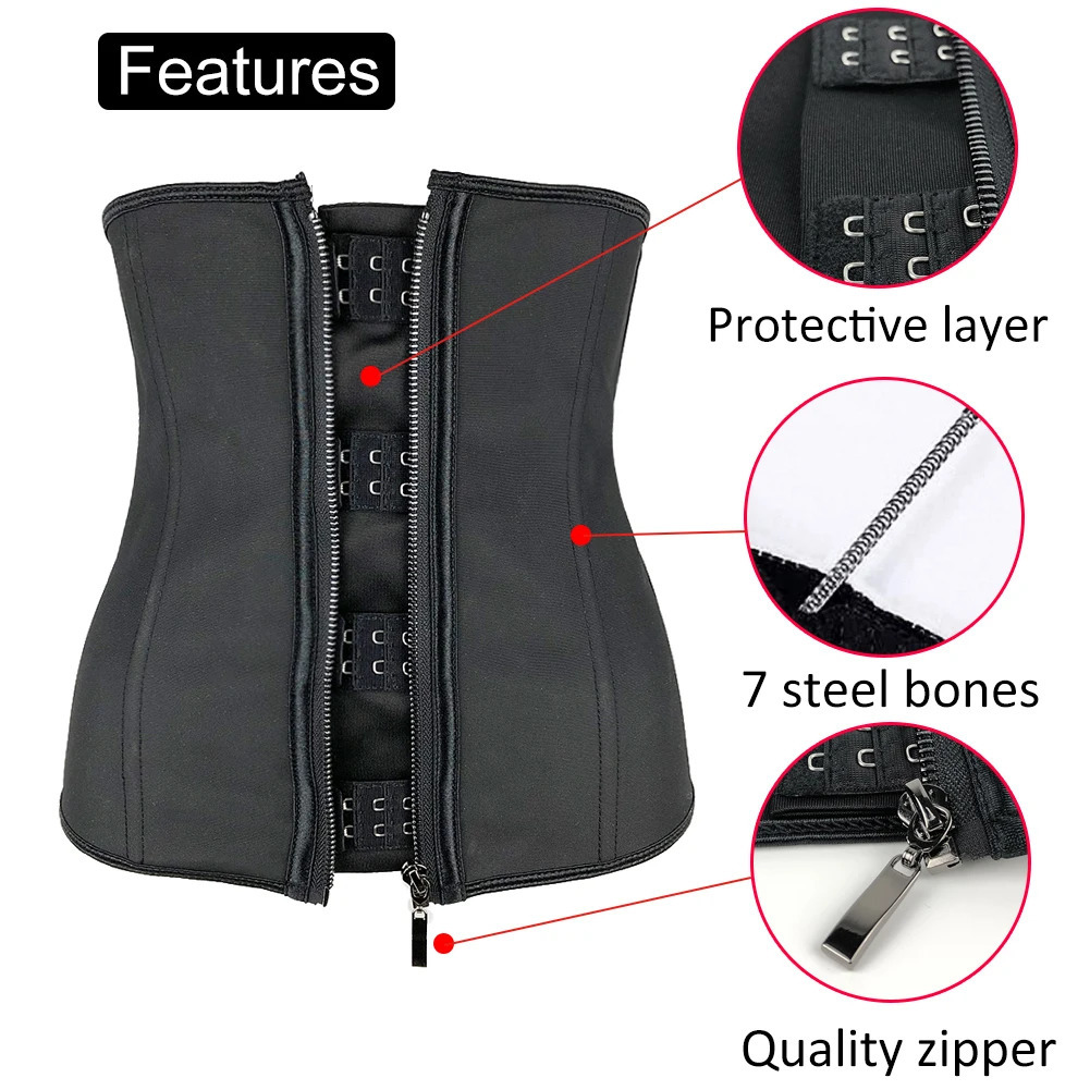 Waist Tummy Shaper Women Latex Waist Trainer Body Shaper Corsets with Zipper Cincher Corset Top Slimming Belt Black Shapers Shapewear Plus Size 231101