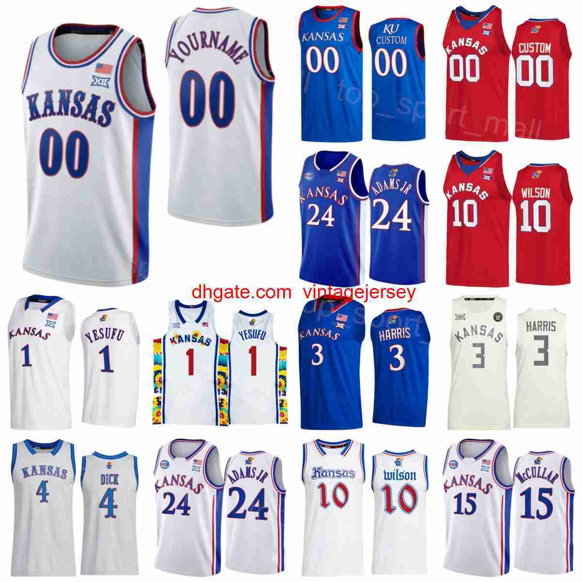 College Basketball Kansas Jayhawks Jersey 10 Jalen Wilson 4 Gradey Dick 15 Kevin McCullar Jr 24 K.J Adams Jr 3 Dajuan Harris Jr 1 Joseph Yesufu Stitched NCAA, Blue
College Basketball Kansas Jayhawks Jersey 10 Jalen Wilson 4 Gradey Dick 15 Kevin McCullar Jr 24 K.J Adams Jr 3 Dajuan Harris Jr 1 Joseph Yesufu Stitched NCAA, Blue