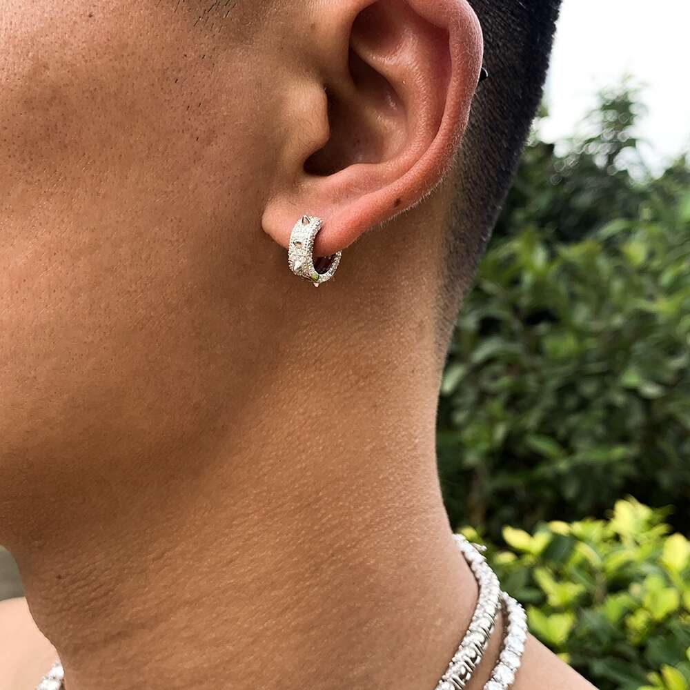 Moissanite Hip Hop Pass Diamond Tester 925 Silver Vvs Hoop Iced Out Ear Studs