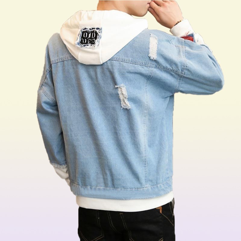 Songsanding Men Denim Jacket Streetwear Hip Hop Men039s Hooded Jean Jackets Male Casual Loose Outerwear Spring Fashion Sli