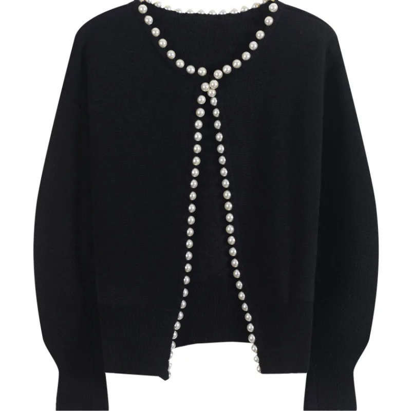 Women's Jackets DISCVRY Fashion Korean Jackets Pearls Cardigan Batwing Sleeve Wool Knit Vintage Women's Coat High Quality Jacket 231101