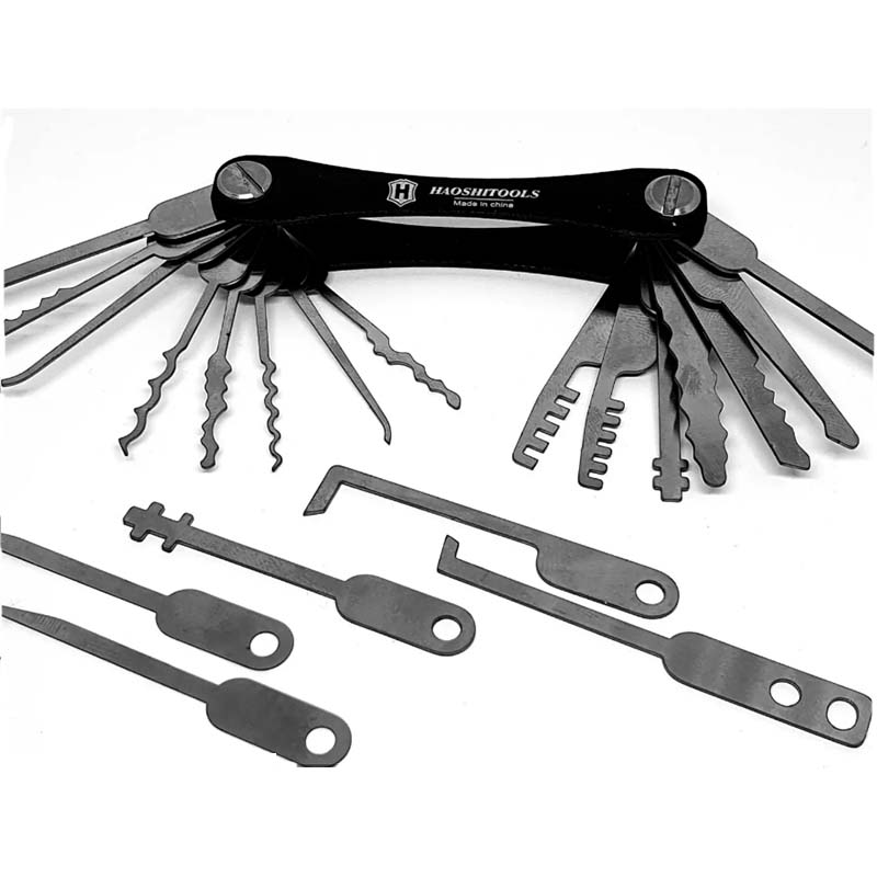 New Haoshi Tools Folding Keychain Knife Fold Style 20 in 1 Lock Pick Set Locksmith Tool
