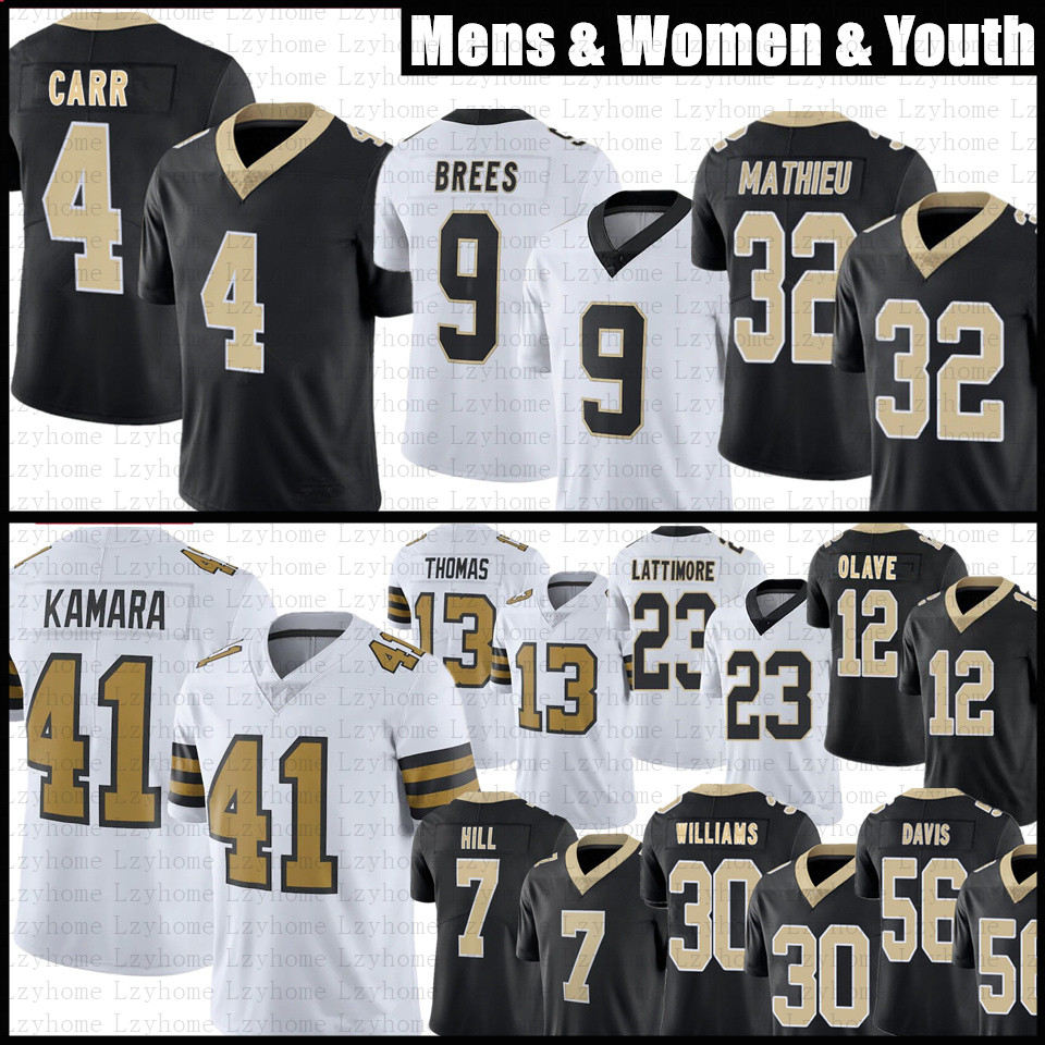 Derek Carr Alvin Kamara Football Jersey Jamaal Williams Chris Olave Michael Thomas Taysom Hill Tyrann Mathieu Brees Marshon Lattimore Demario Davis Bryan Bresee, Youth 
Derek Carr Alvin Kamara Football Jersey Jamaal Williams Chris Olave Michael Thomas Taysom Hill Tyrann Mathieu Brees Marshon Lattimore Demario Davis Bryan Bresee, Youth