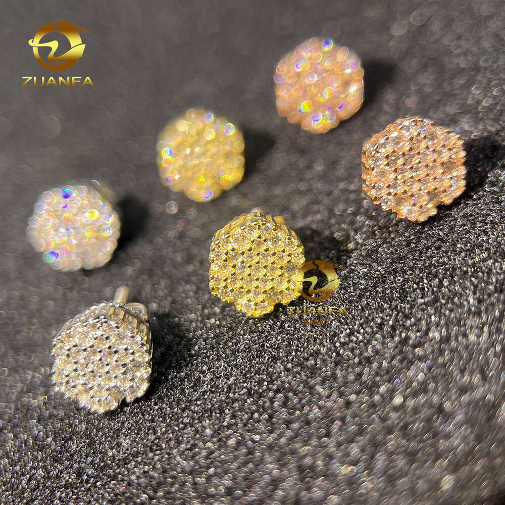 Best Selling Instock Hip Hop 925 Silver Iced Out Ear Studs Vvs Moissanite Diamond Men Stud