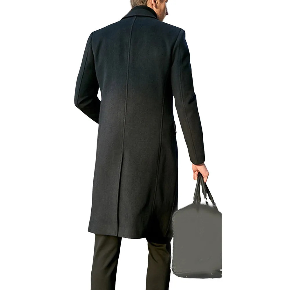 Men's Wool Blends Men's British Style Woolen Coat Fall Casual Lapel Single Breasted Youth Overcoat Midlength Slim Long Sleeve Woolen Jacket 