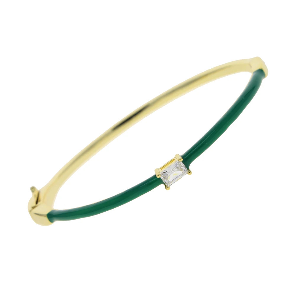 Charm Bracelets Square Zirconia Bangle Candy Bracelet for Women Girls Rose Neon Green Enamel Gold Color Jewelry Wholesale 231101