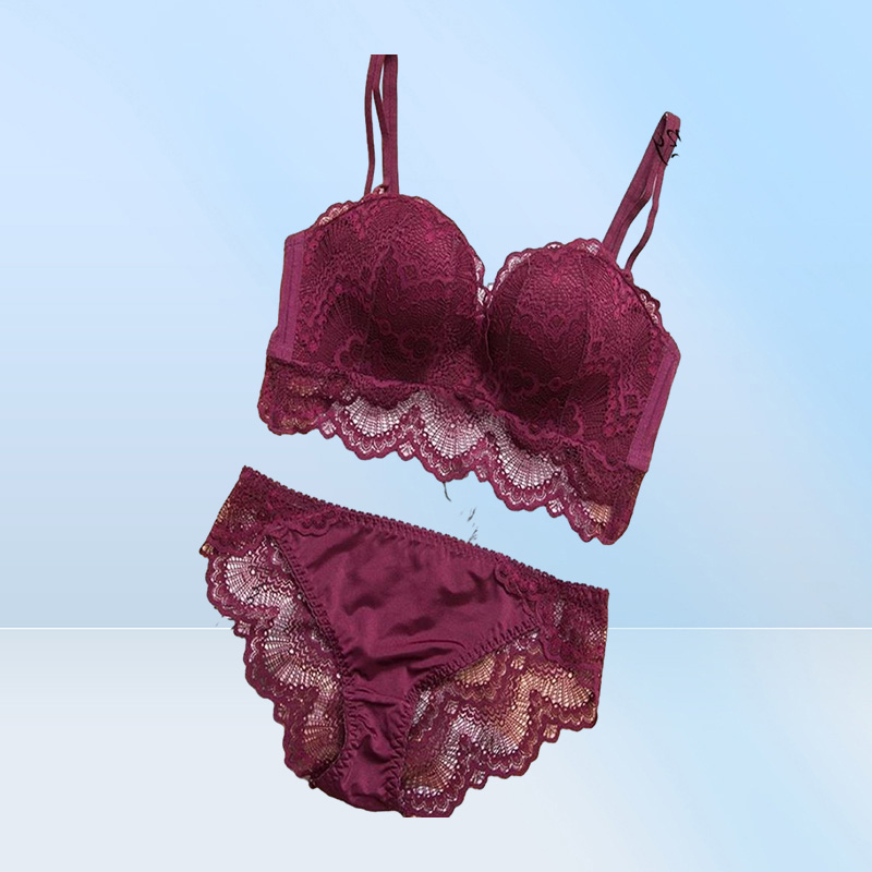 Comfortable Gathering Sexy Sets Underwear Suit Push Up Bra Ring Lace Edge Massage Palm Cup Set Lingerie Femme 75c 80c3060280