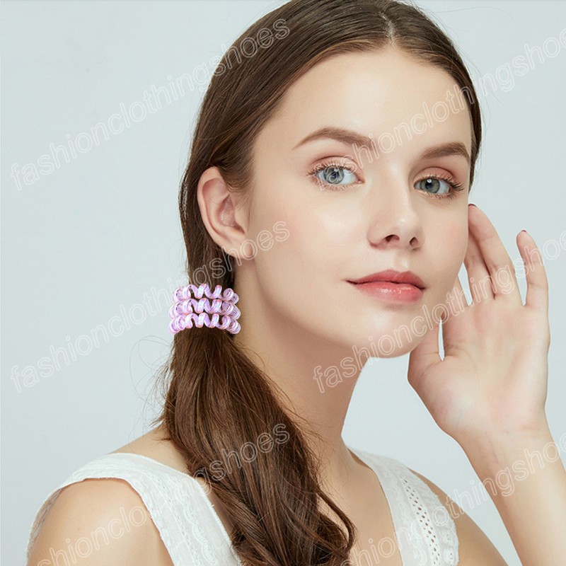 Women Girls Colorful Telephone Line Elastic Hair Bands Ponytail Holder Rubber Bands Scrunchie Headband Hair Accessories