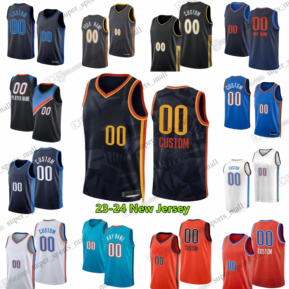 Shai Gilgeous-Alexander Custom Printed 2023-24 New Basketball Jerseys Davis Bertans Luguentz Dort Chet Holmgren Vasilije Micic Josh Giddey Kenrich Williams