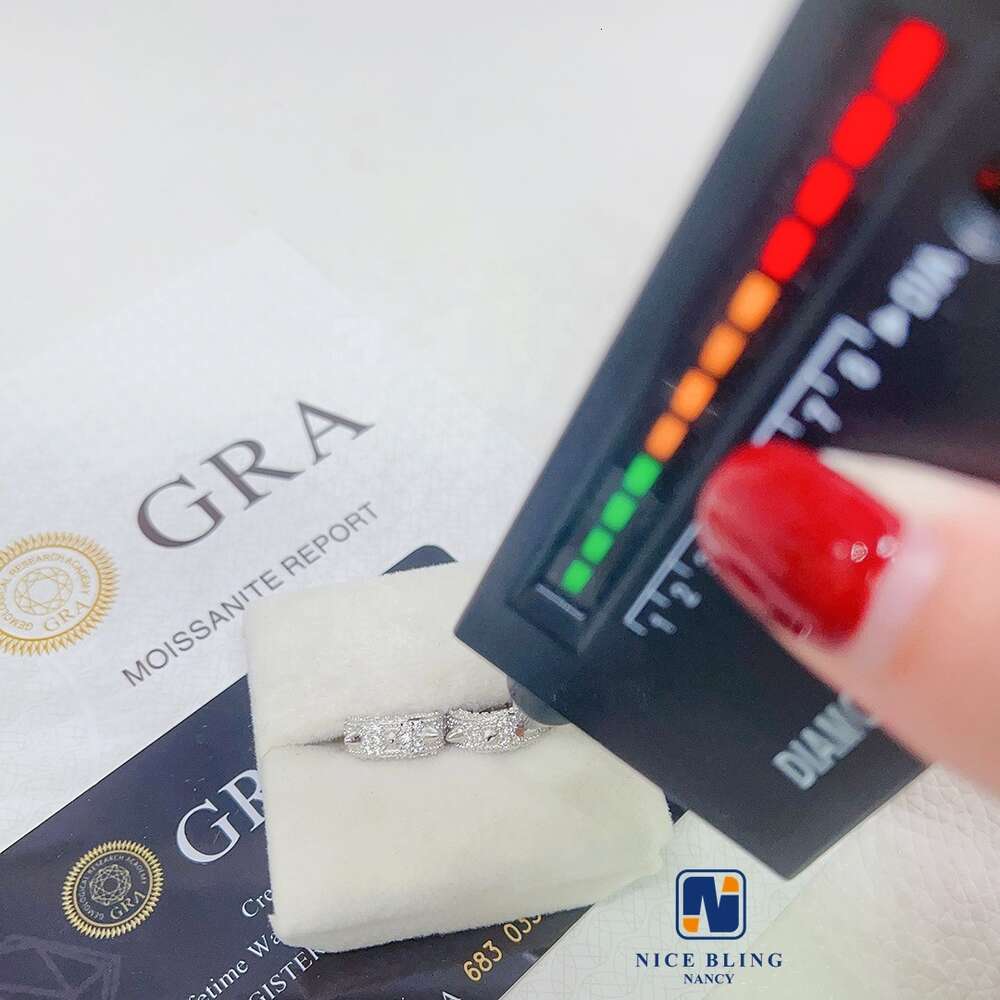 Moissanite Hip Hop Pass Diamond Tester 925 Silver Vvs Hoop Iced Out Ear Studs