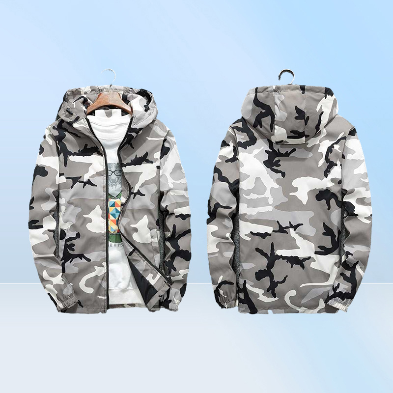 Men039s Jackets Mens Spring Men Casual Windbreaker Camouflage Hooded Coats Fashion Slim Hip Hop Bomber Clothing 5XL