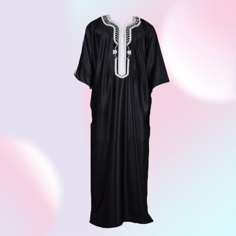 Ethnic Clothing Muslim Man Kaftan Moroccan Men Jalabiya Dubai Jubba Thobe Cotton Long Shirt Casual Youth Black Robe Arab Clothes Ps Size5025503