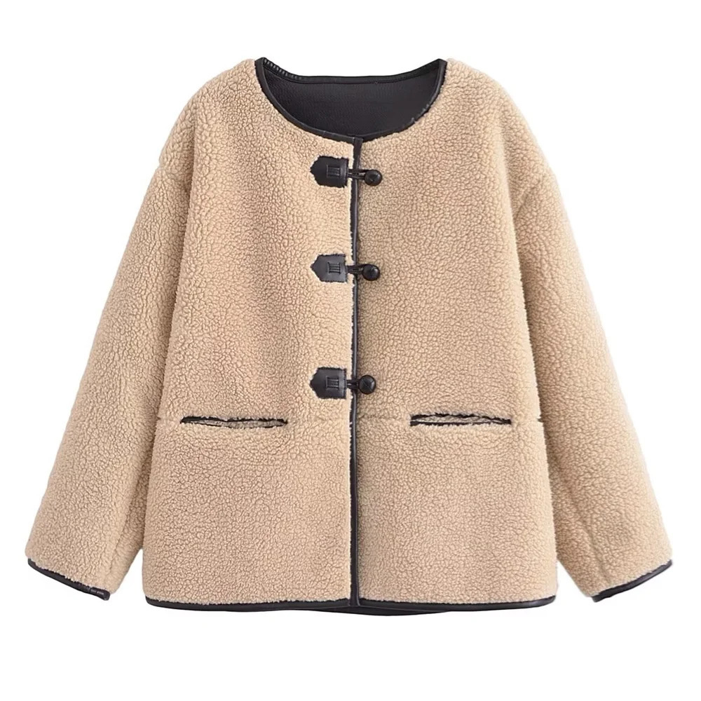 Women's Jackets UNIZERA 2023 AutumnWinter Product Fashion Casual Versatile Loose Round Neck Lamb Wool Jacket Coat 231031