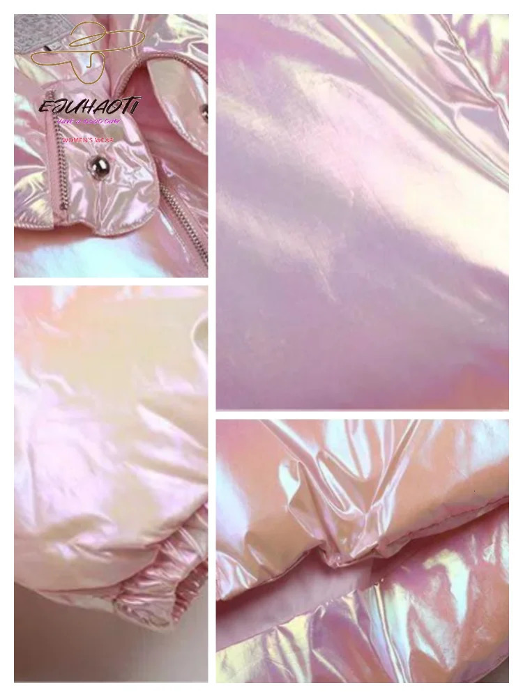 Women s Down Parkas Jacket Colorful Glossy Surface Hooded Cotton Coat Winter Korean Fashion Thicken Womens Clothing Loose Warm Tops 231031