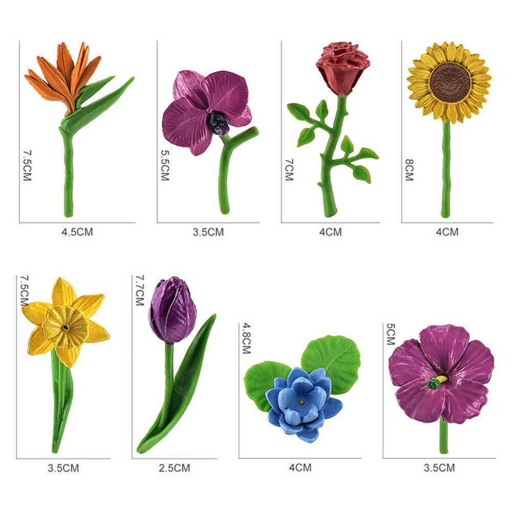 Simulation Eight styles flowers set childrens early education science and education toy model