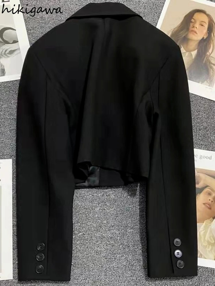 Women's Jackets Elegant Black Blazers Fashion Crop Tops 2023 Jacket Clothes Casual Blazer Mujer Vestes Femme Loose Long Sleeve Coat 231031