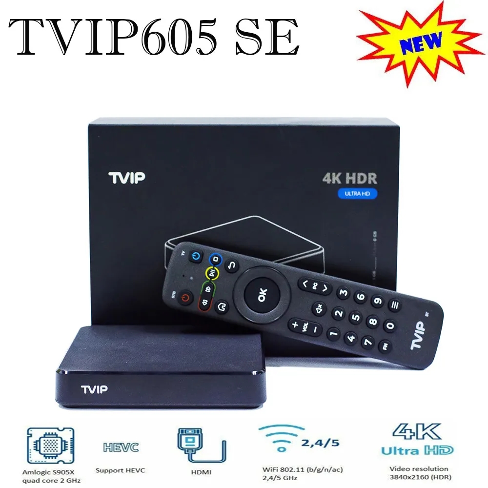 TVIP 4K HD BT Smart Set Top TV Box Linux&Android 7.0 tvip 605 se 605SE Amlogic S905X 2.4/5G WIFI H2.65 Tvip605 SE TV Box