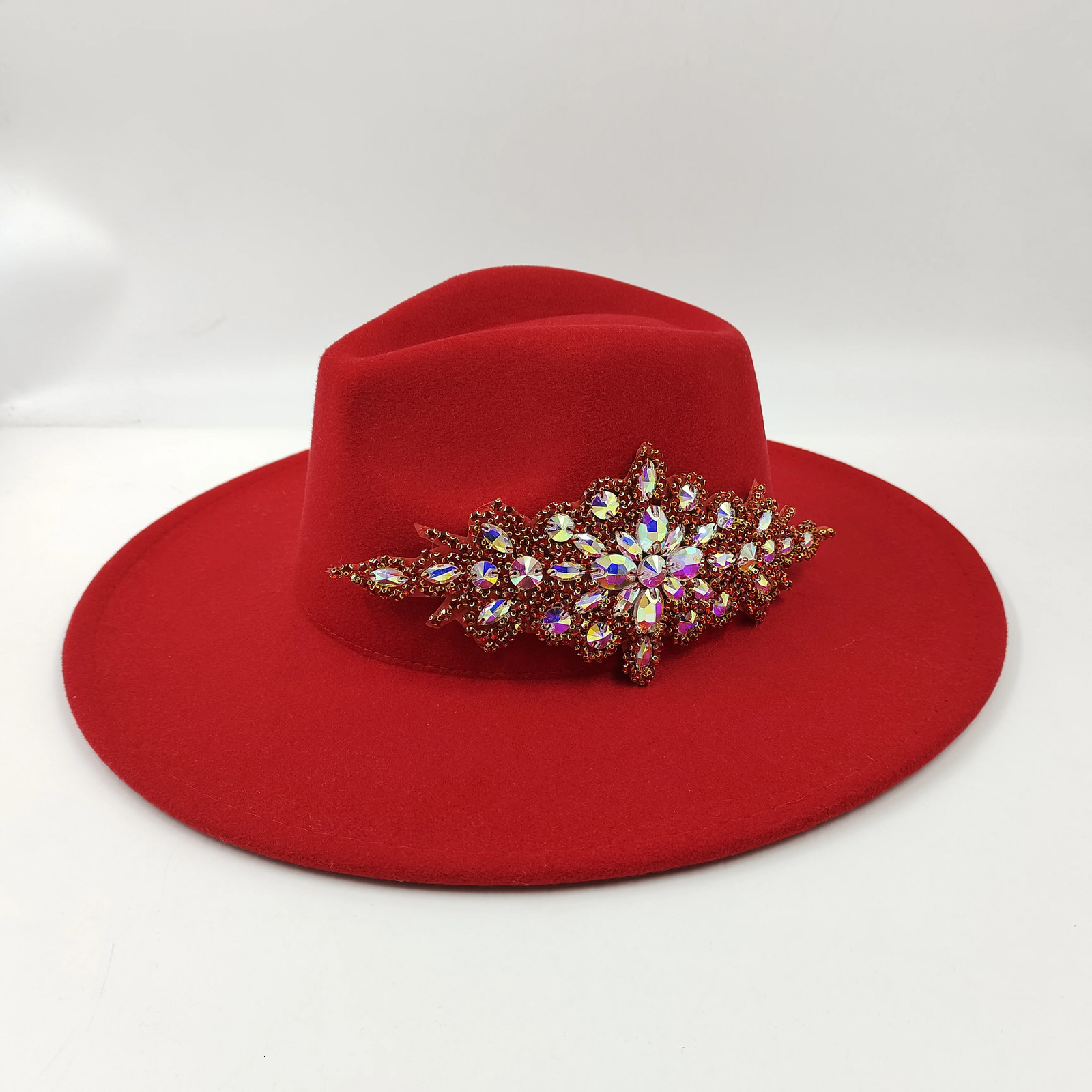Wide Brim Hats Bucket women fedora diamond hat large brim men unisex bowknot jazz for and wholesale price cowboy 231101
