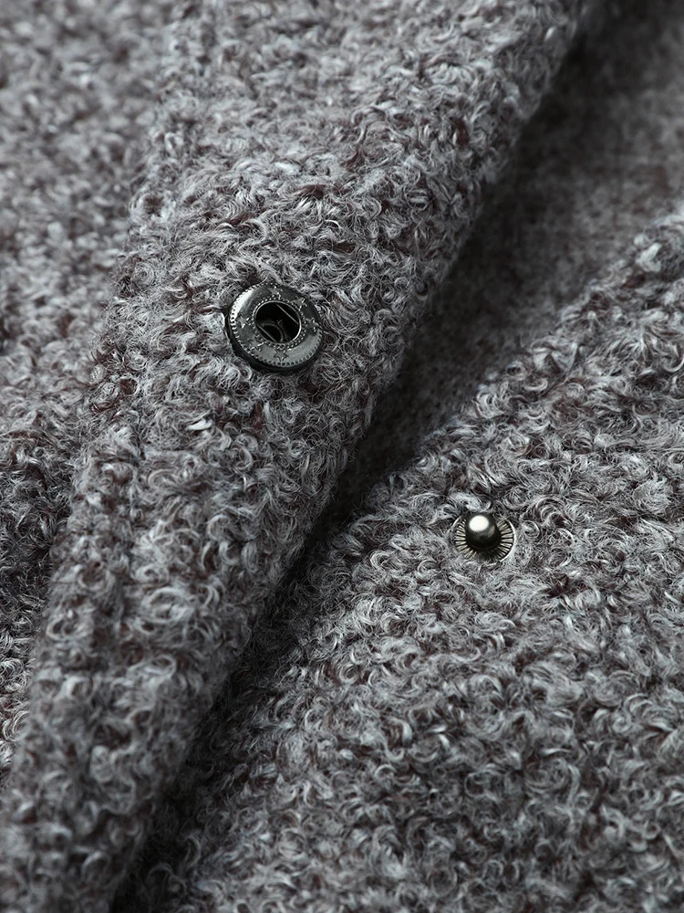 Women's Jackets 2023 Autumn Winter With Buttons Bombers Grey Long Sleeve Coat Lady Vintage Warm Pockets Outwear 231031