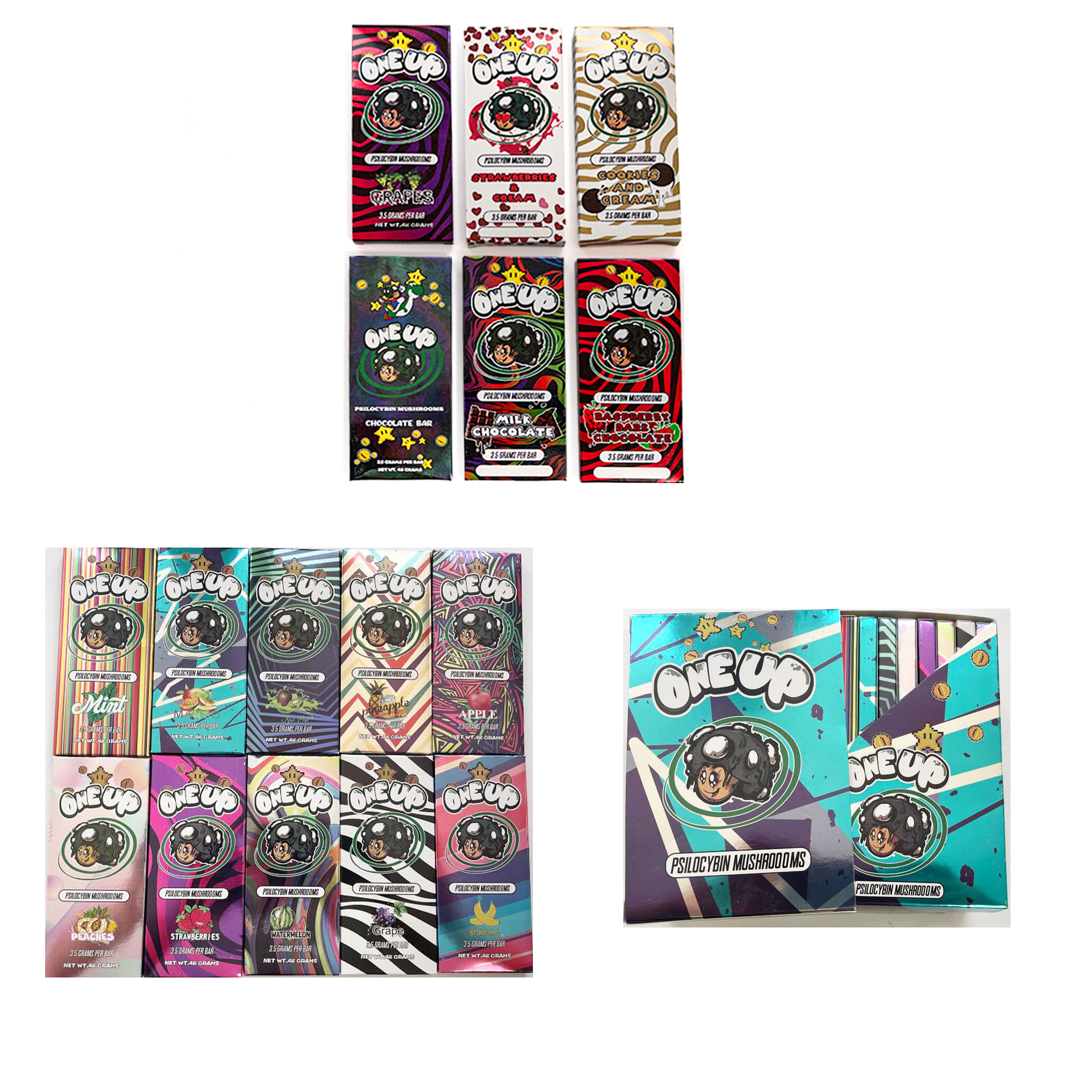 One Up Chocolate Bar Empty Packing Boxes Mushroom Shrooms 3.5 Gram Oneup Packaging Package Box Cream Display Box QR Code Sticker
One Up Chocolate Bar Empty Packing Boxes Mushroom Shrooms 3.5 Gram Oneup Packaging Package Box Cream Display Box QR Code Sticker