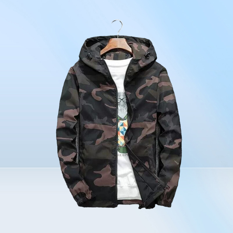 Men039s Jackets Mens Spring Men Casual Windbreaker Camouflage Hooded Coats Fashion Slim Hip Hop Bomber Clothing 5XL