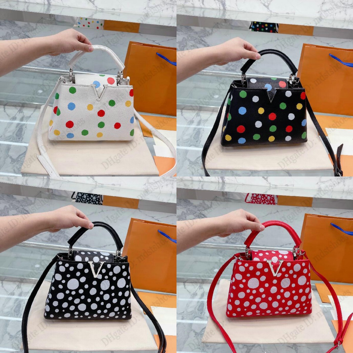 M21691 YK Capuciness BB Designer Shoulder Bag Taurillon Leather Infinity Dots Print Luxury Handbag Lady Purse Woman Cross Body
M21691 YK Capuciness BB Designer Shoulder Bag Taurillon Leather Infinity Dots Print Luxury Handbag Lady Purse Woman Cross Body