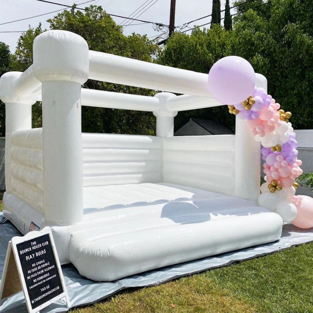 

Commercial white bounce house inflatable wedding bouncer bridal commercial jumper kids audits jumping bouncy castle with blower free air ship