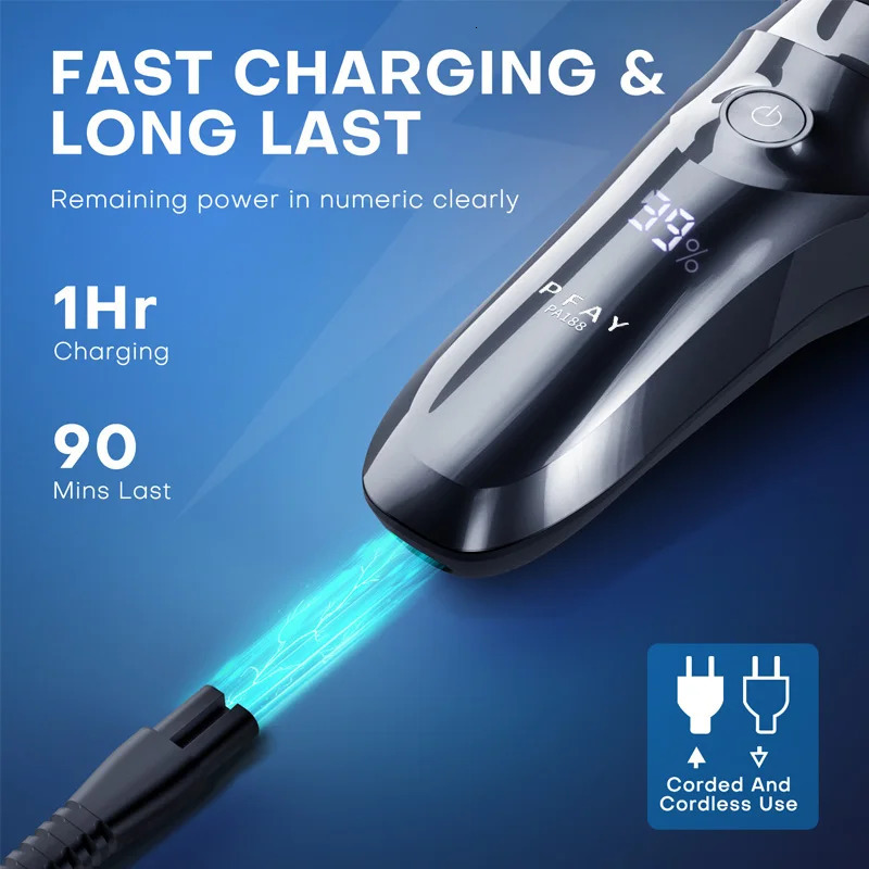 Electric Shavers PFAY PA188 Electric Shaver for Men Rechargeable Shaving Mashine Waterproof Men's Electric Razor Beard Trimmer USB Fast Charge 23