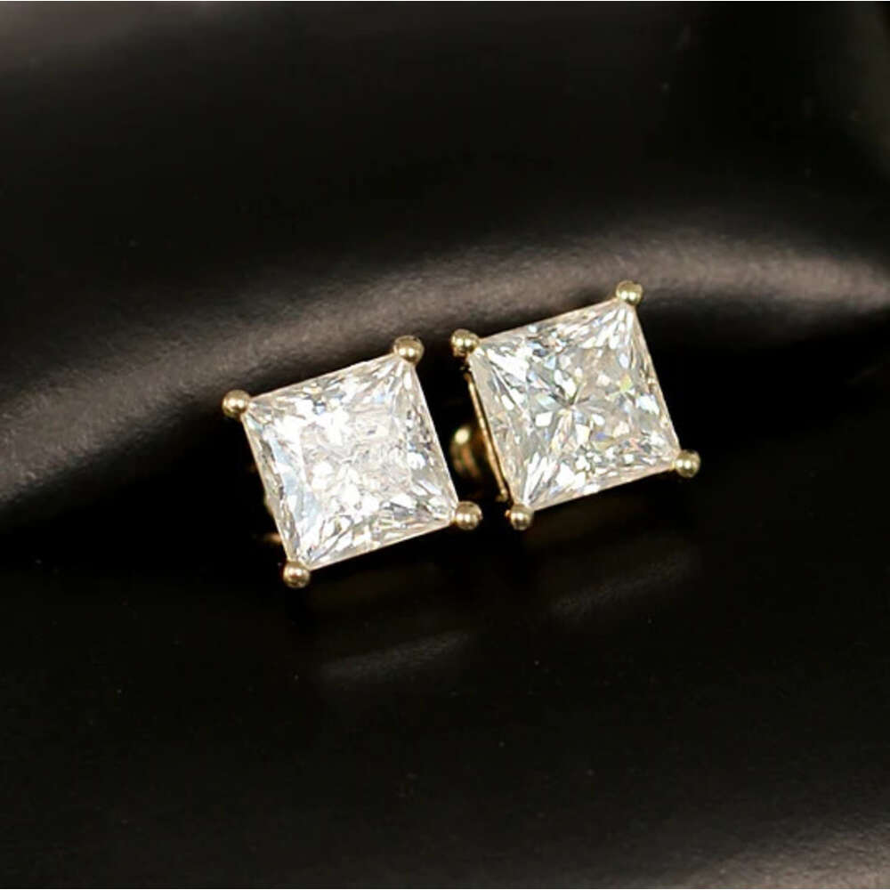 Aaa Gems 925 Sterling Silver 4mm 5mm 6mm 7mm 8mm 9mm Vvs Moissanite Princess Cut Stud for Mens