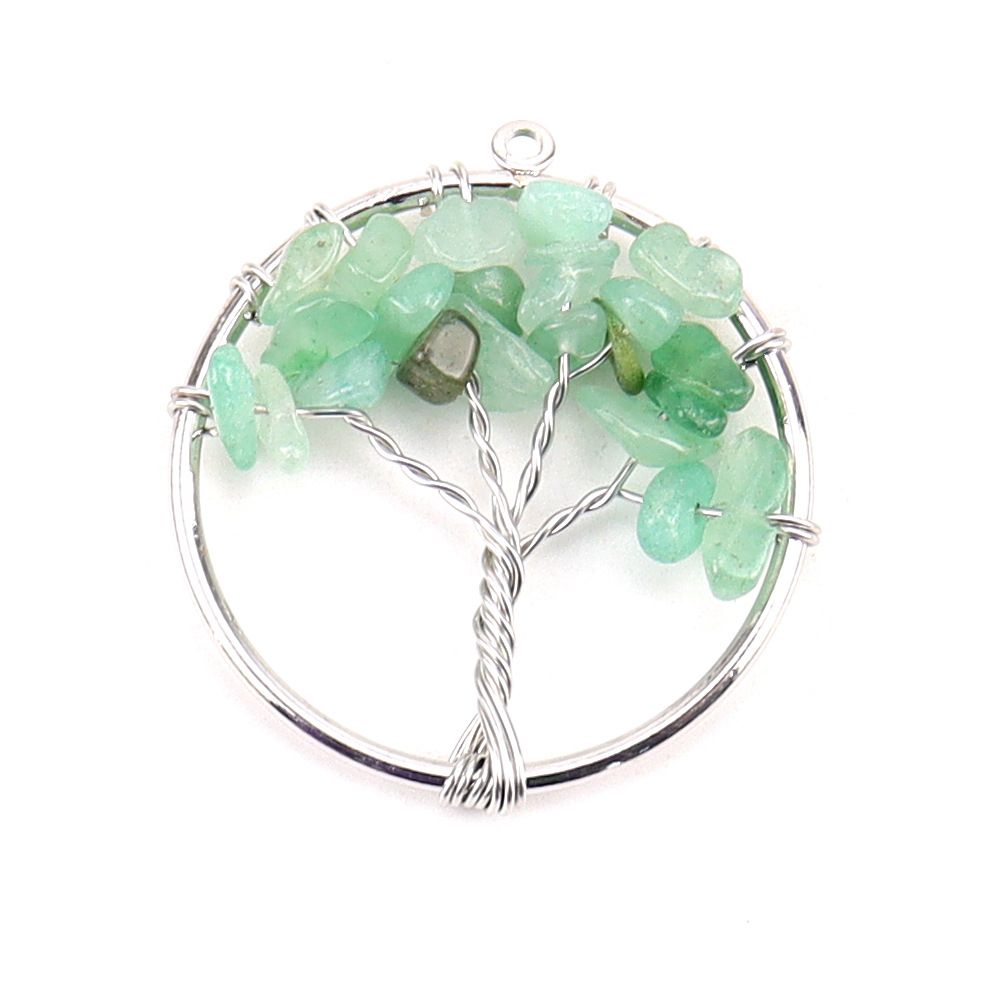 Natural Wire Wrap Tree of Life Healing Crystal Pendant 7 Chakra Stone Pendant Crystal Necklace Women Men Jewelry