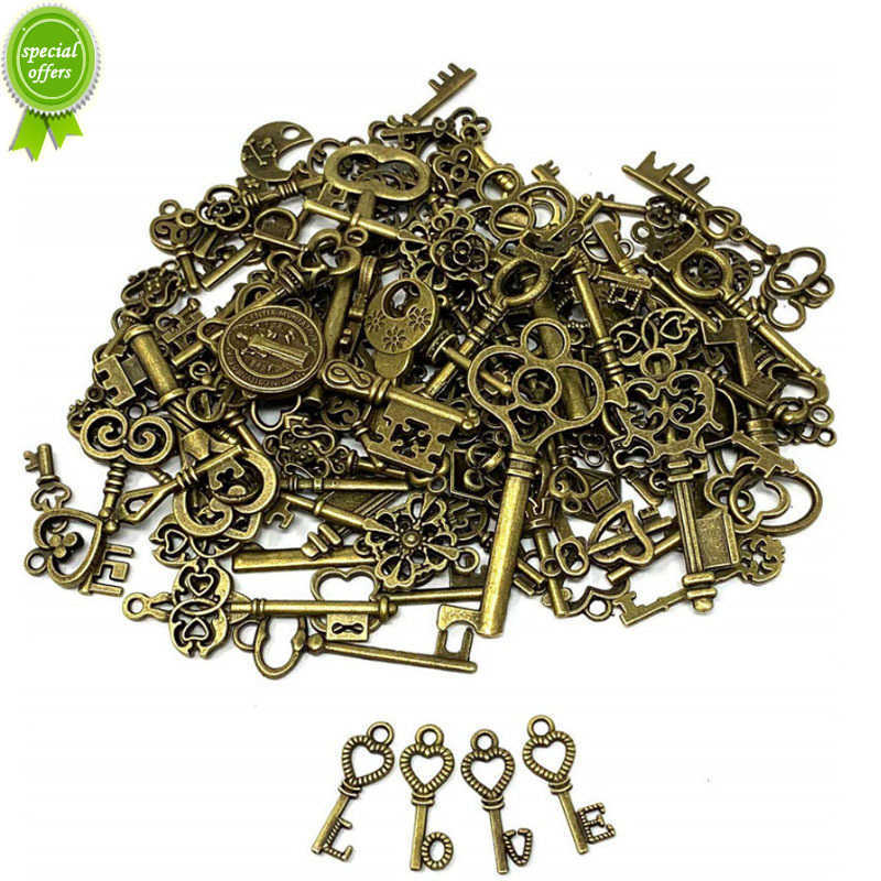 New 125Pcs Vintage Metal Mixed Color Small Key Charms Pendants For Jewelry Making Diy Handmade Car Home Findings Craft Decoration