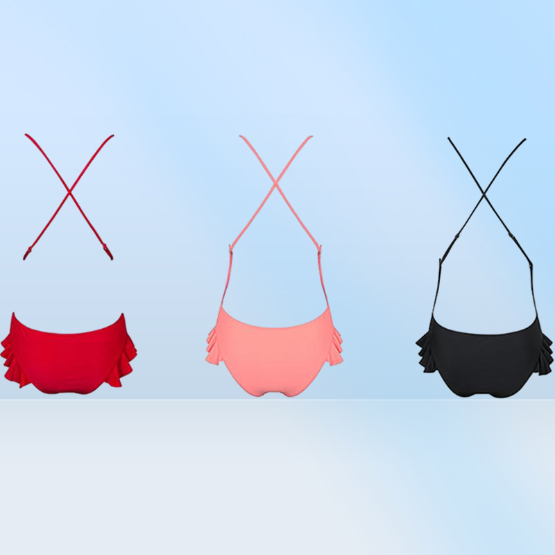 Deep V plus size swimwear women bathers Ruffle sexy bikinis mujer one piece swimsuit Push up bathing suit thong monokini XL29