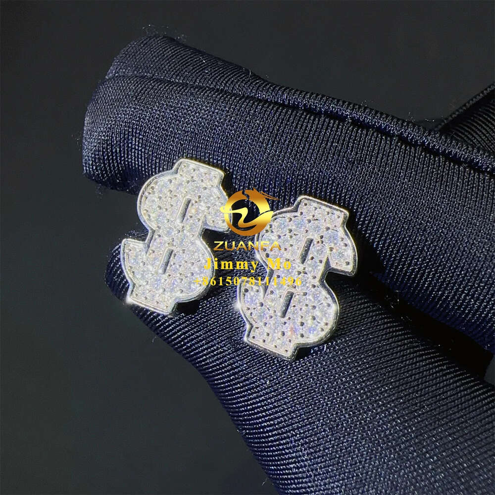 Best Selling Wholesale Price 925 Silver Iced Out Vvs Moissanite Diamond Us Dollars Men Stud