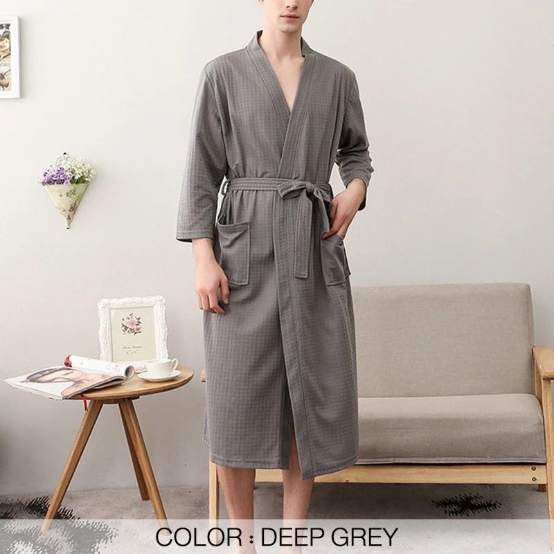 Men's Robes Bathrobe Waffle Pajamas Pyjamas Nightwear Sleepwear Casual Korean Spring Summer Autumn Winter SA1043 231031