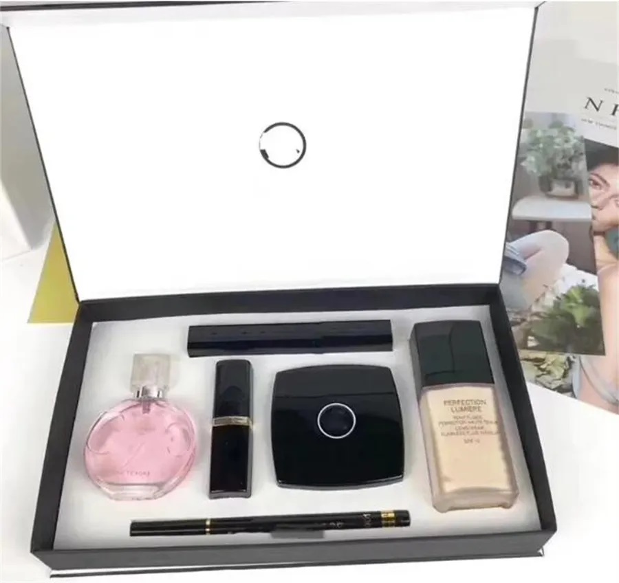 6 in 1 Makeup Set Collection Foundation Eye Shadow Palette Matte Lipstick 15ml Perfume Cosmetic Kit with Gift Box for Women High Quality