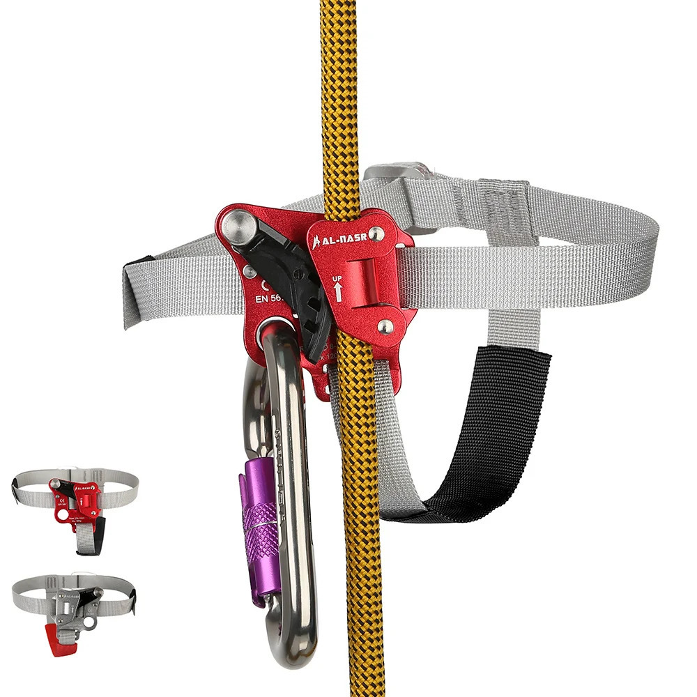 Climbing Ropes SRT Rock Climbing Foot Ascender Riser With Pedal Belt Grasp Rope Gear Anti Fall Off Left Right Foot Ascend 231101