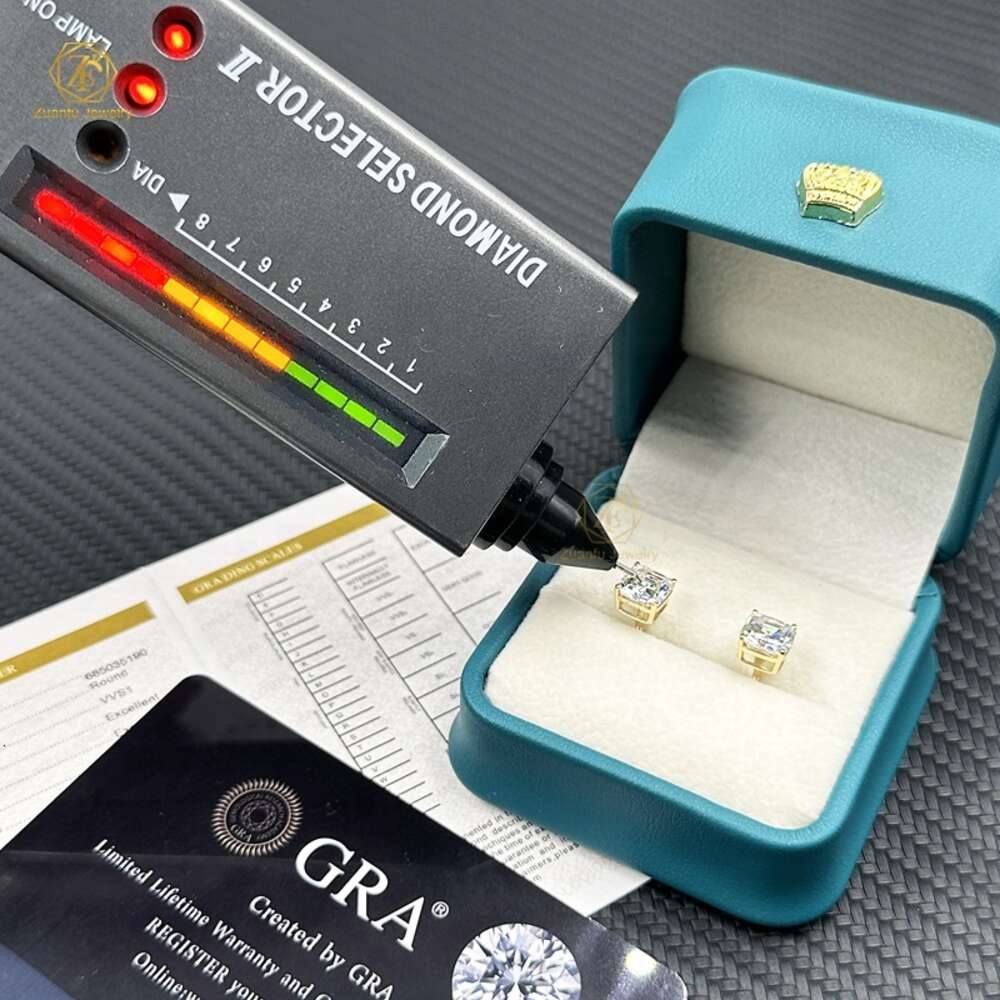 Set Unisex 925 Sterling Silver Vvs Asscher Cut Moissanite Diamond Stud