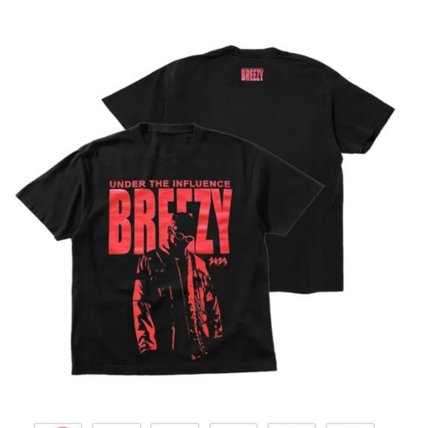Breezy Under The Influence Tour 2023 Chris Brown Men's T-shirt Summer Short Sleeve Hipster Hip-hop Tee Shirt Homme Streetwear