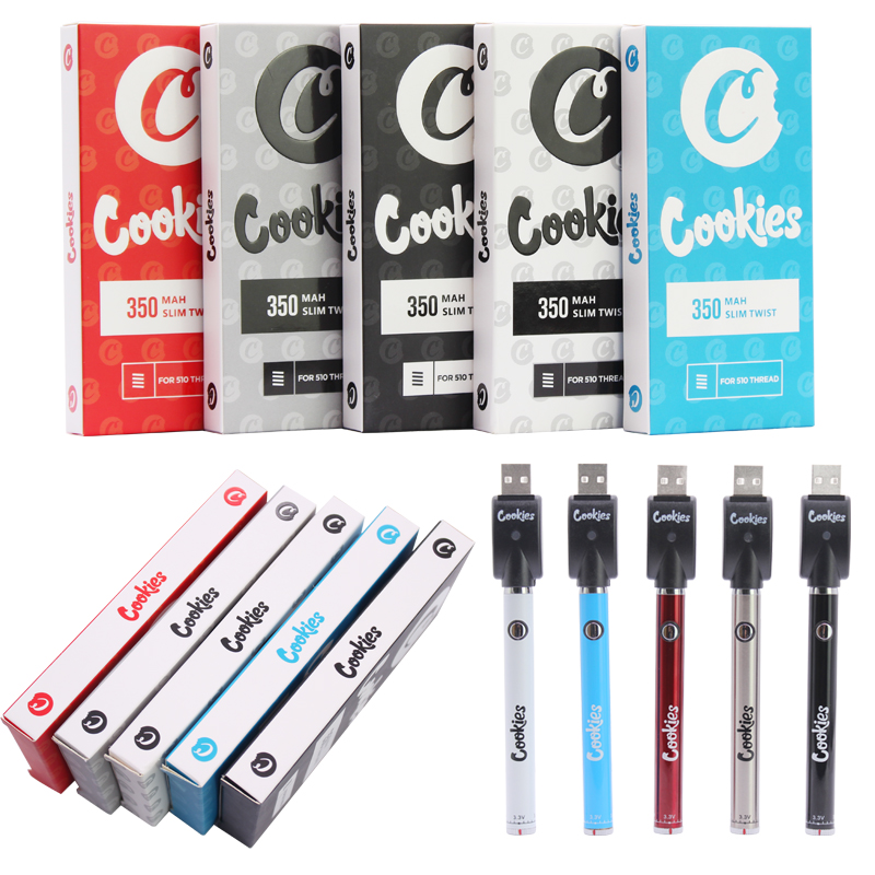 Cookies Twist Battery SF Slim 350mAh Bottom 3.3-4.8V Preheat VV Cartridge California Vape Pen for 510 Thread Carts