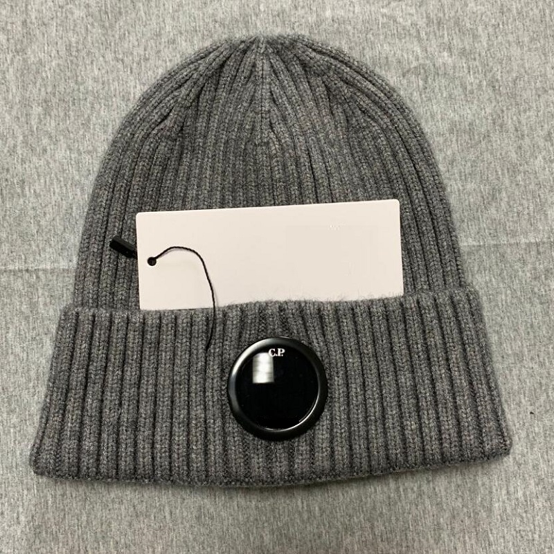 One lens men caps cotton knitted warm beanies outdoor casual Winter windproof hats black blue grey