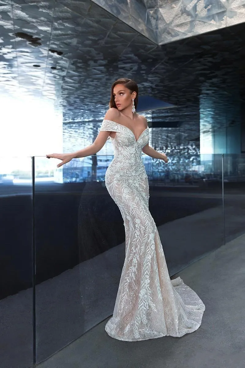 Vintage Lace Mermaid Wedding Dress With Detachable Train Off The Shoulder Appliqued Bridal Gowns Arabic Aso Ebi Vestido De Novia Plus Size Trumpet Bc1