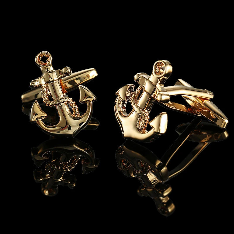 Cuff Links Quality Gold Color Cufflinks Chinese Knot Maple Leaves Crown Rudder Music French Shirt Cuffs Suit Accessories Wedding Jewelry 231101
