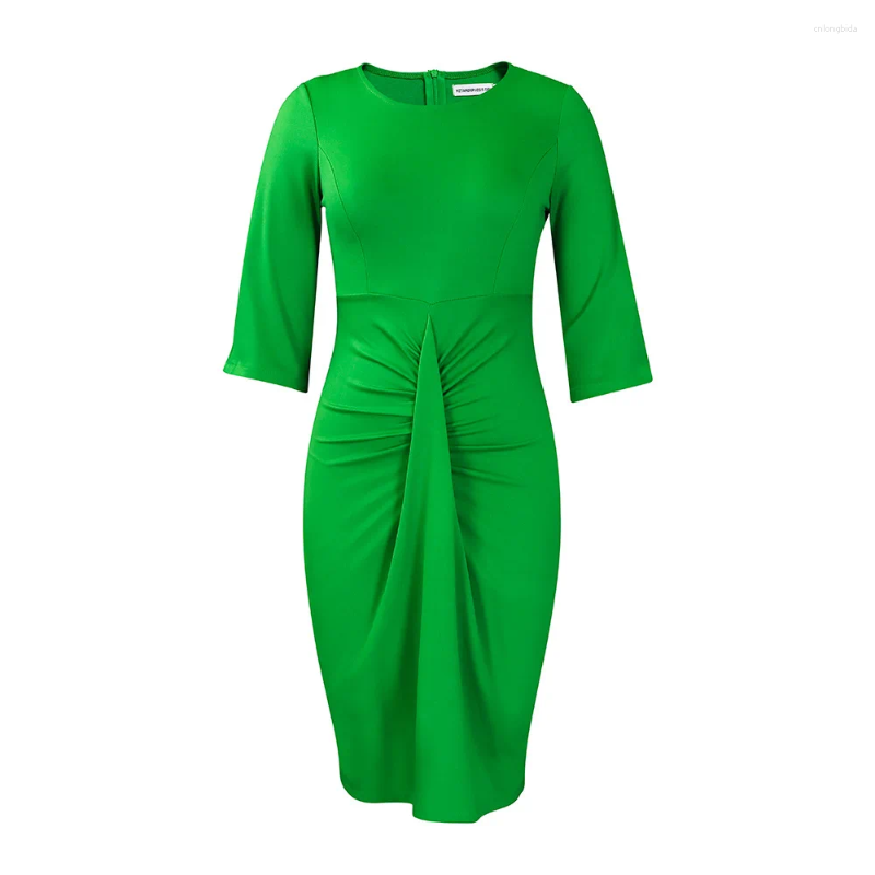 Casual Dresses European Style Pencil Woman Dress Long Sleeve O-neck Vestido Solid For Women