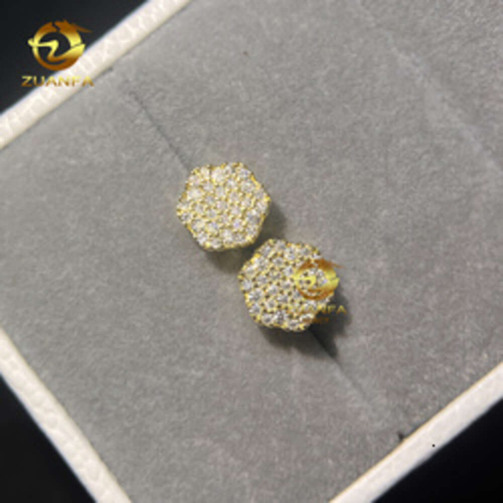 Best Selling Instock Hip Hop 925 Silver Iced Out Ear Studs Vvs Moissanite Diamond Men Stud