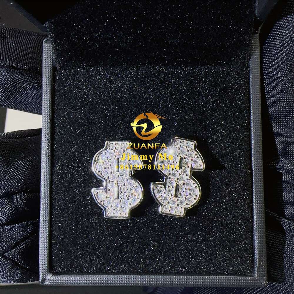 Best Selling Wholesale Price 925 Silver Iced Out Vvs Moissanite Diamond Us Dollars Men Stud